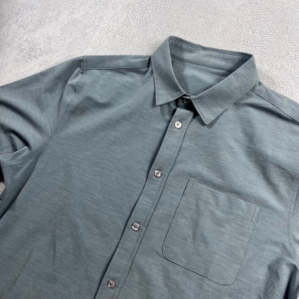 Vuori Ponto Short Sleeve Button Down Shirt Charcoal Grey DreamKnit Mens 2XL